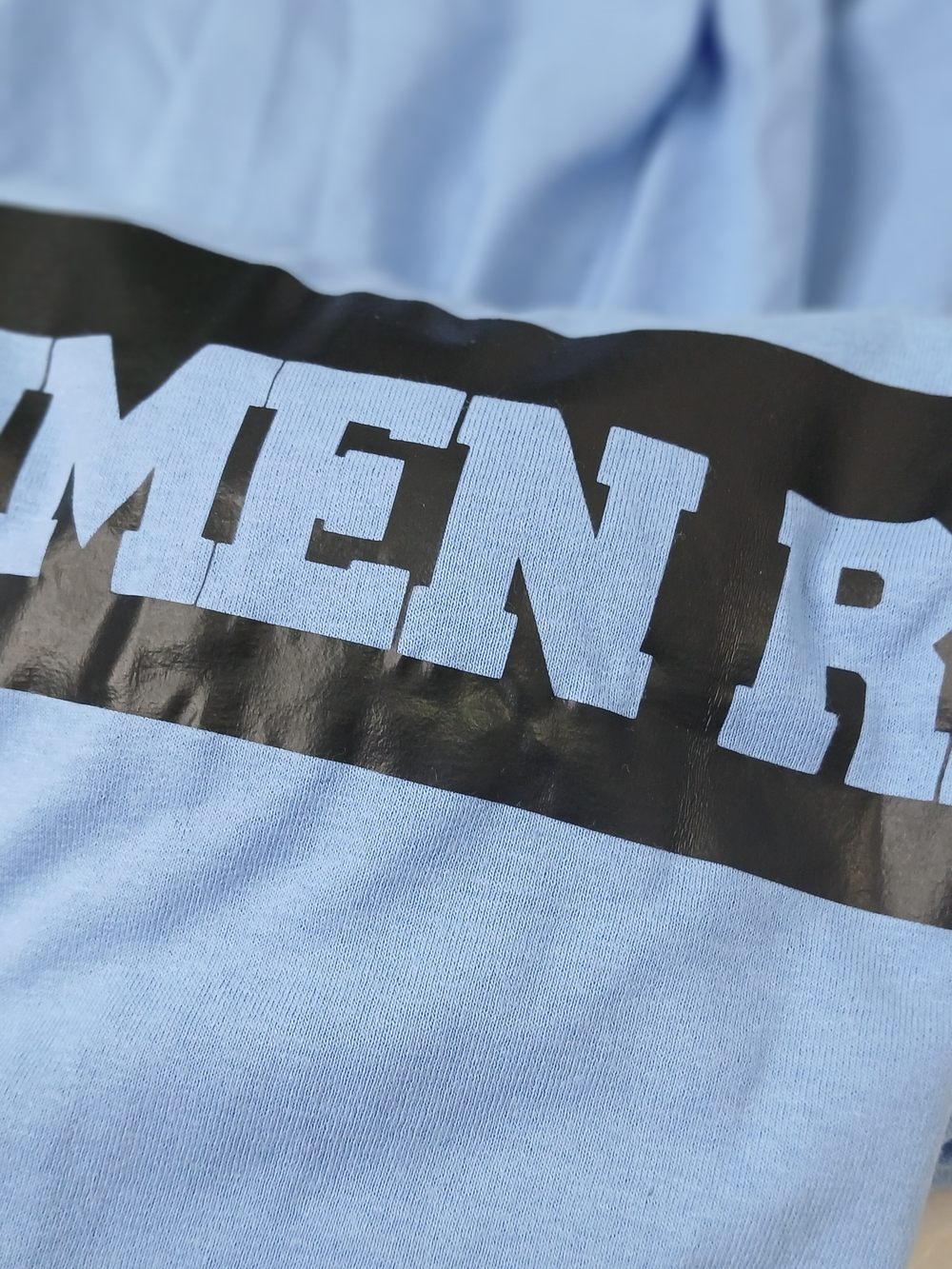 Gildan Light Blue Short Sleeve Tee with Black Graphic